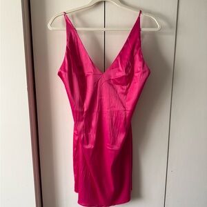 Fashion Nova Hot Pink Mini Dress Slip Size L